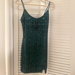 Brand new beautiful dark green Lulu’s sequin dress.